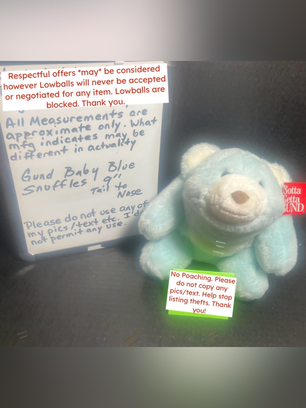 BNWT VINTAGE GUND SNUFFLES BLUE 9” FREE MINI GUND SNUFFLES GWP